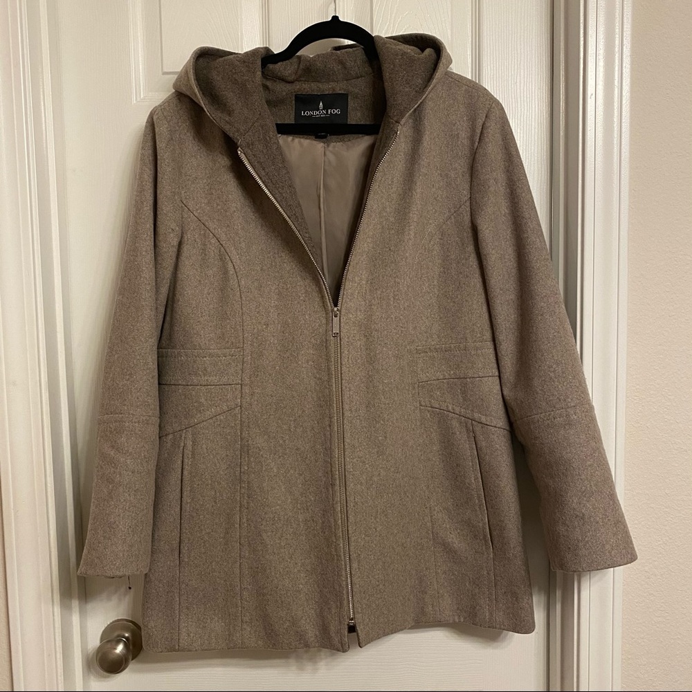 Taupe Grey Coat with Hoodie